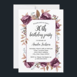 Invitation Aquarelle en fleurs violettes 30e anniversaire Inv<br><div class="desc">Plus joli Floral Aquarelle moderne Invitations d'anniversaire dans le Little Bayleigh Store!</div>