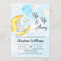 Aquarelle en haut et loin Baby shower éléphant gar