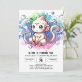 Invitation Aquarelle en ligne singe Anniversaire (Debout devant)