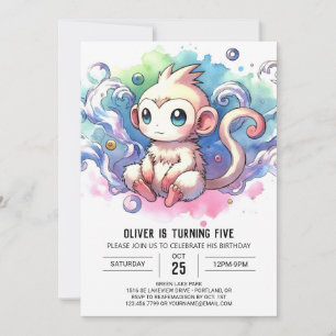 Invitation Aquarelle en ligne singe Anniversaire