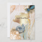 Invitation Aquarelle en marbre d'or de coquille marine (Devant)