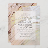 Invitation Aquarelle en marbre doré élégant moderne unique (Devant / Derrière)