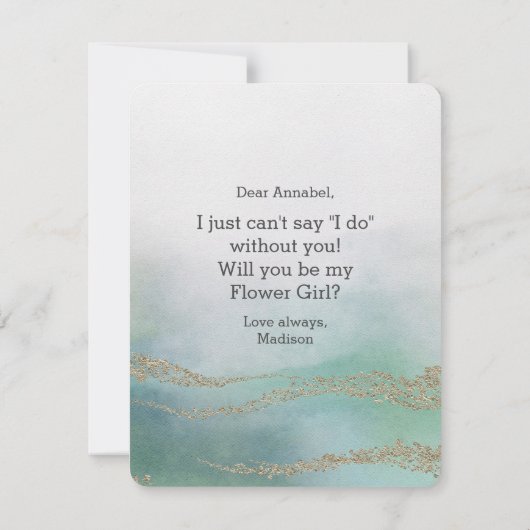 Invitation Aquarelle en Océan Serez-vous ma fille de fleurs (Dos)