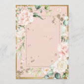 Invitation Aquarelle en or bleu Mariage floral romantique (Dos)