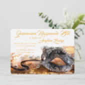 Invitation Aquarelle en or et en noir mascarade de Quinceañer (Debout devant)