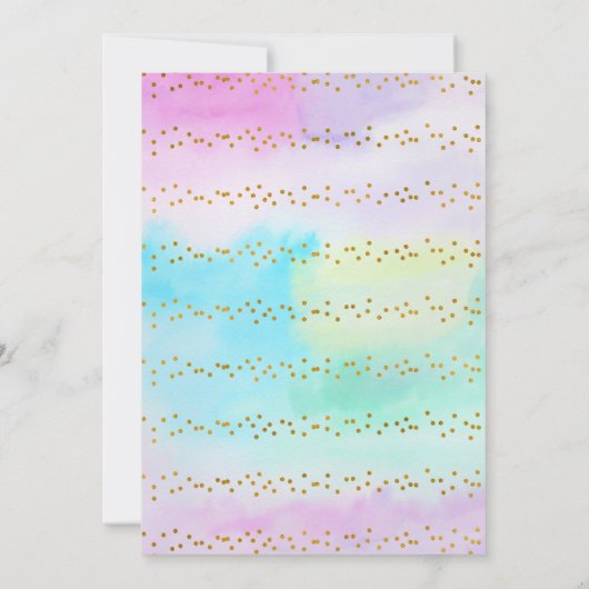 Invitation Aquarelle en or rose arc-en-ciel (Dos)