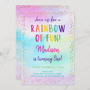 Invitation Aquarelle en or rose arc-en-ciel