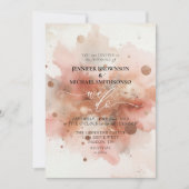 Invitation Aquarelle en or rose beige Mariage (Devant)