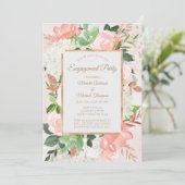 Invitation Aquarelle en or rose vif Fête d'engagement (Debout devant)