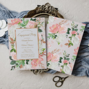 Invitation Aquarelle en or rose vif Fête d'engagement