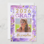 Invitation Aquarelle en or violet Art 2025 (Devant)