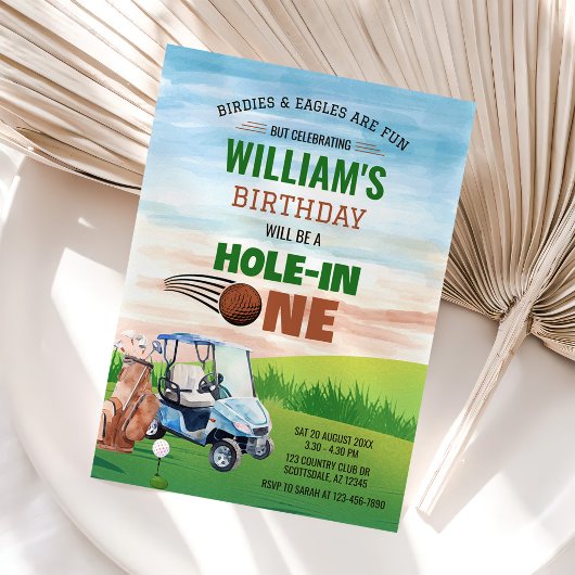Invitation Aquarelle en un Golf 1er Anniversaire