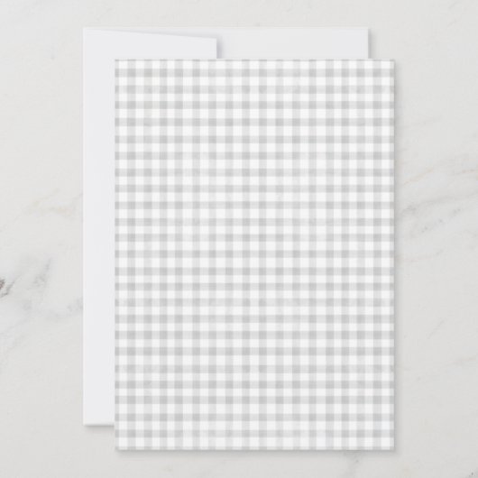 Invitation Aquarelle En vichy Baby shower gris clair (Dos)