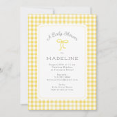 Invitation Aquarelle En vichy Baby shower jaune (Devant)