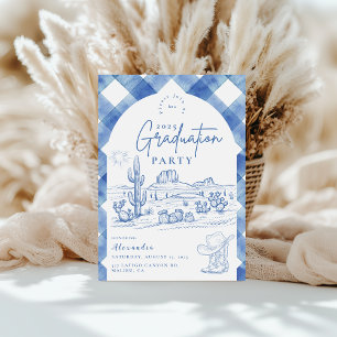 Invitation Aquarelle En vichy Cowgirl graduation