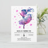 Invitation Aquarelle Enchanted Ballerina Anniversaire (Debout devant)