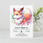 Invitation Aquarelle Enchanted Fox Anniversaire (Debout devant)
