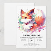 Invitation Aquarelle Enchanted Fox Anniversaire (Devant / Derrière)