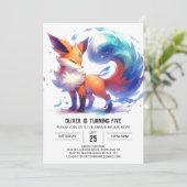 Invitation Aquarelle Enchanted Fox Anniversaire (Debout devant)