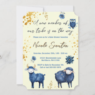Invitation Aquarelle enchantée Baby shower or bois