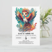 Invitation Aquarelle enchanteresse Phoenix Tale Anniversaire (Debout devant)