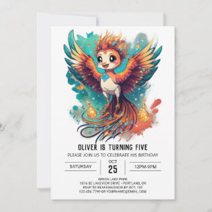 Invitation Aquarelle enchanteresse Phoenix Tale Anniversaire