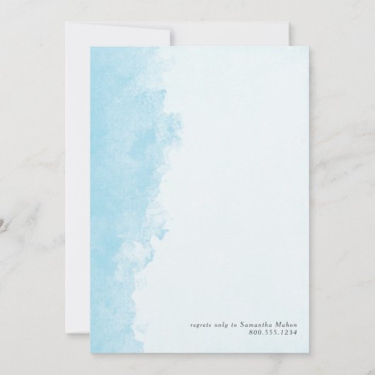 Invitation Aquarelle Encre Laver Texture Garçon Bébé Parsemer (Dos)