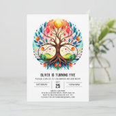 Invitation Aquarelle Enfants Arbre de vie Anniversaire (Debout devant)