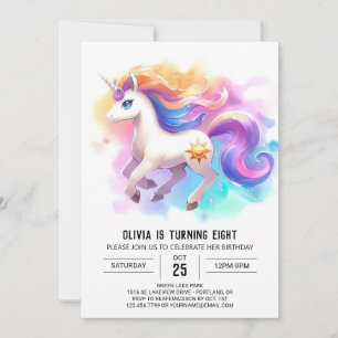Invitation Aquarelle Enfants Cheval Anniversaire
