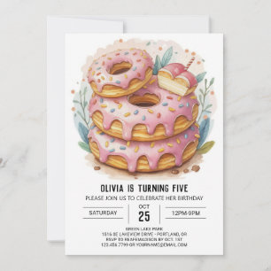 Invitation Aquarelle Enfants Donuts Anniversaire
