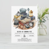 Invitation Aquarelle Enfants Inspecteur Anniversaire (Debout devant)