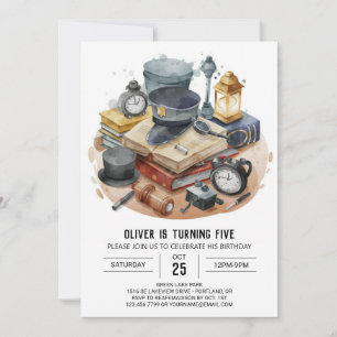 Invitation Aquarelle Enfants Inspecteur Anniversaire