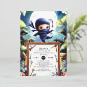 Invitation Aquarelle Enfants Ninja Anniversaire (Debout devant)