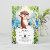 Invitation Aquarelle Enfants Otter Anniversaire (Debout devant)