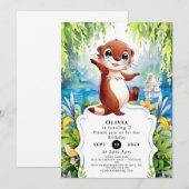 Invitation Aquarelle Enfants Otter Anniversaire (Devant / Derrière)