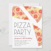 Invitation Aquarelle | Enfants Pizza fête Anniversaire (Devant)