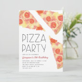 Invitation Aquarelle | Enfants Pizza fête Anniversaire (Debout devant)