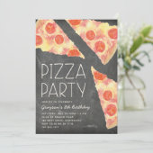 Invitation Aquarelle | Enfants Pizza fête Anniversaire (Debout devant)