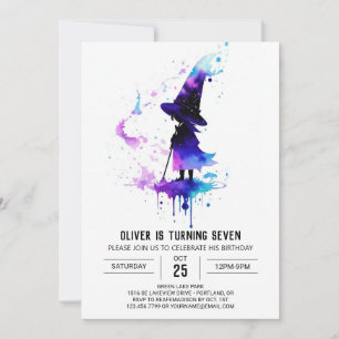 Invitation Aquarelle Enfants Wizard Anniversaire