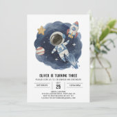 Invitation Aquarelle Espace extérieur Astronaut numérique Ann (Debout devant)