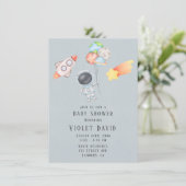 Invitation Aquarelle Espace extra-atmosphérique Baby shower g (Debout devant)