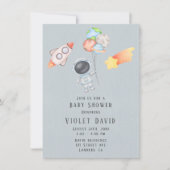 Invitation Aquarelle Espace extra-atmosphérique Baby shower g (Devant)