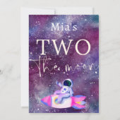 Invitation Aquarelle Espace Galaxie Deux lune Anniversaire (Dos)