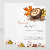 Invitation Aquarelle Espresso Love Brûle Fête des mariées (Devant / Derrière)