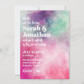 Invitation Aquarelle esthétique Abstrait rose violet Mariage (Devant)