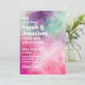 Invitation Aquarelle esthétique Abstrait rose violet Mariage (Debout devant)