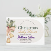 Invitation Aquarelle esthétique Baby shower de Noël (Debout devant)