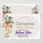 Invitation Aquarelle esthétique Baby shower de Noël (Devant / Derrière)