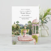 Invitation Aquarelle esthétique jardin élégant douche nuptial (Debout devant)