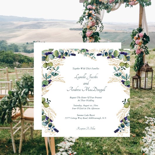 Invitation Aquarelle estivale Eucalyptus Floral